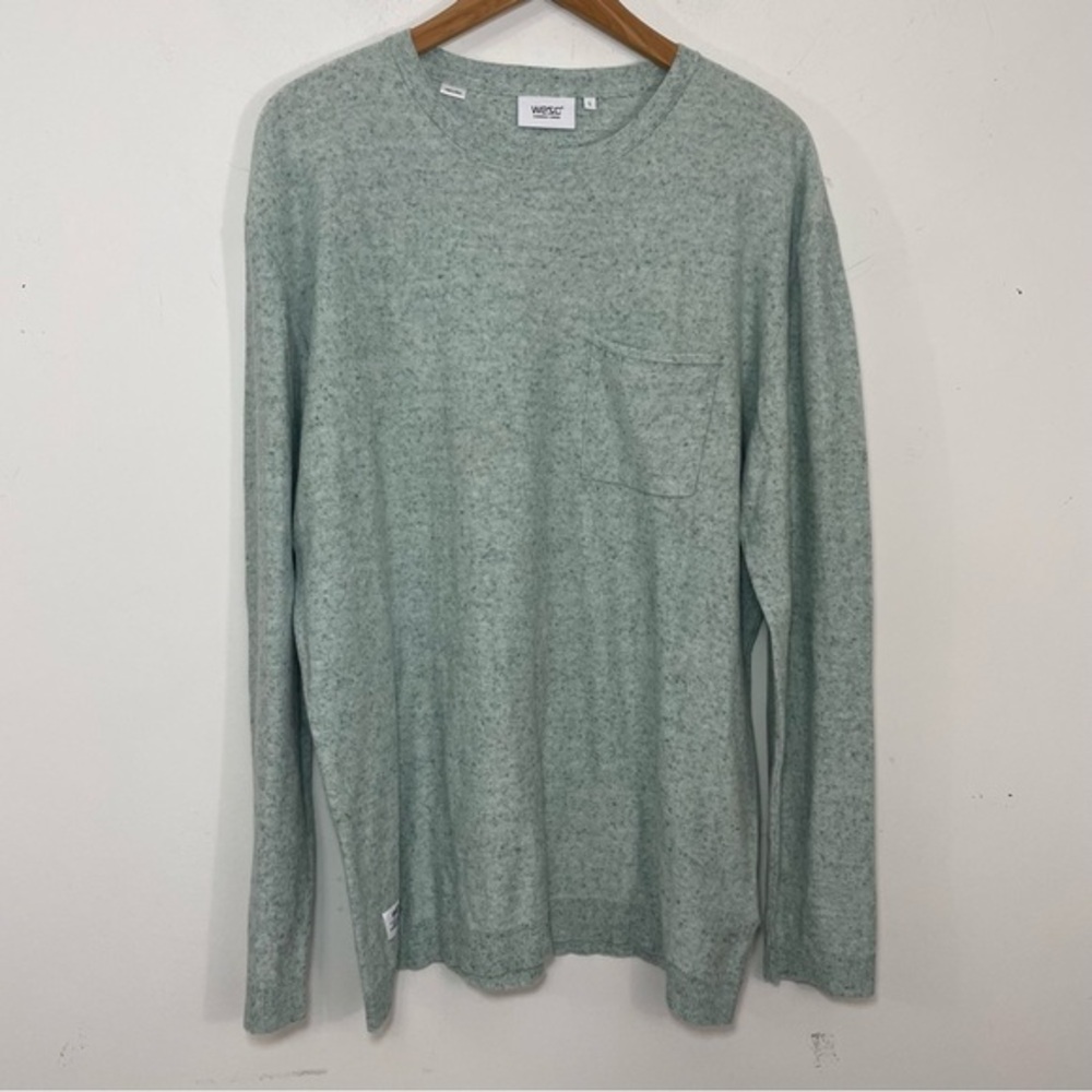 WESC Pullover Sweater arvid CrewNeck knit Cotton L Large Blue Men’s long sleeve.